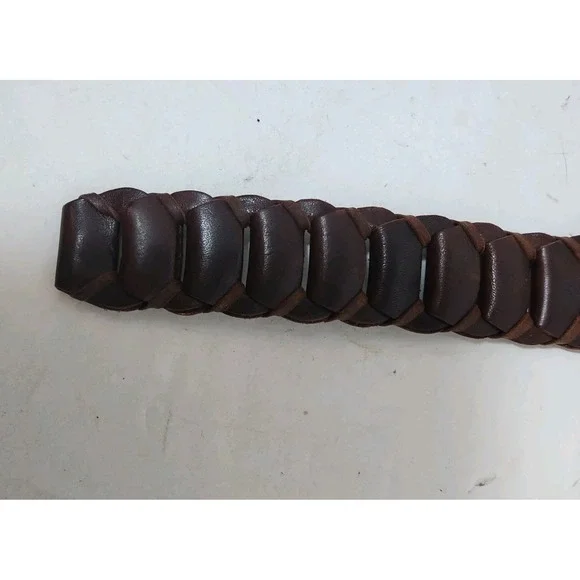 Reward By Bill Adler Brown Genuine Leather Belt Chain Link Size 36/90 - 28-43 - Picture 7 of 10